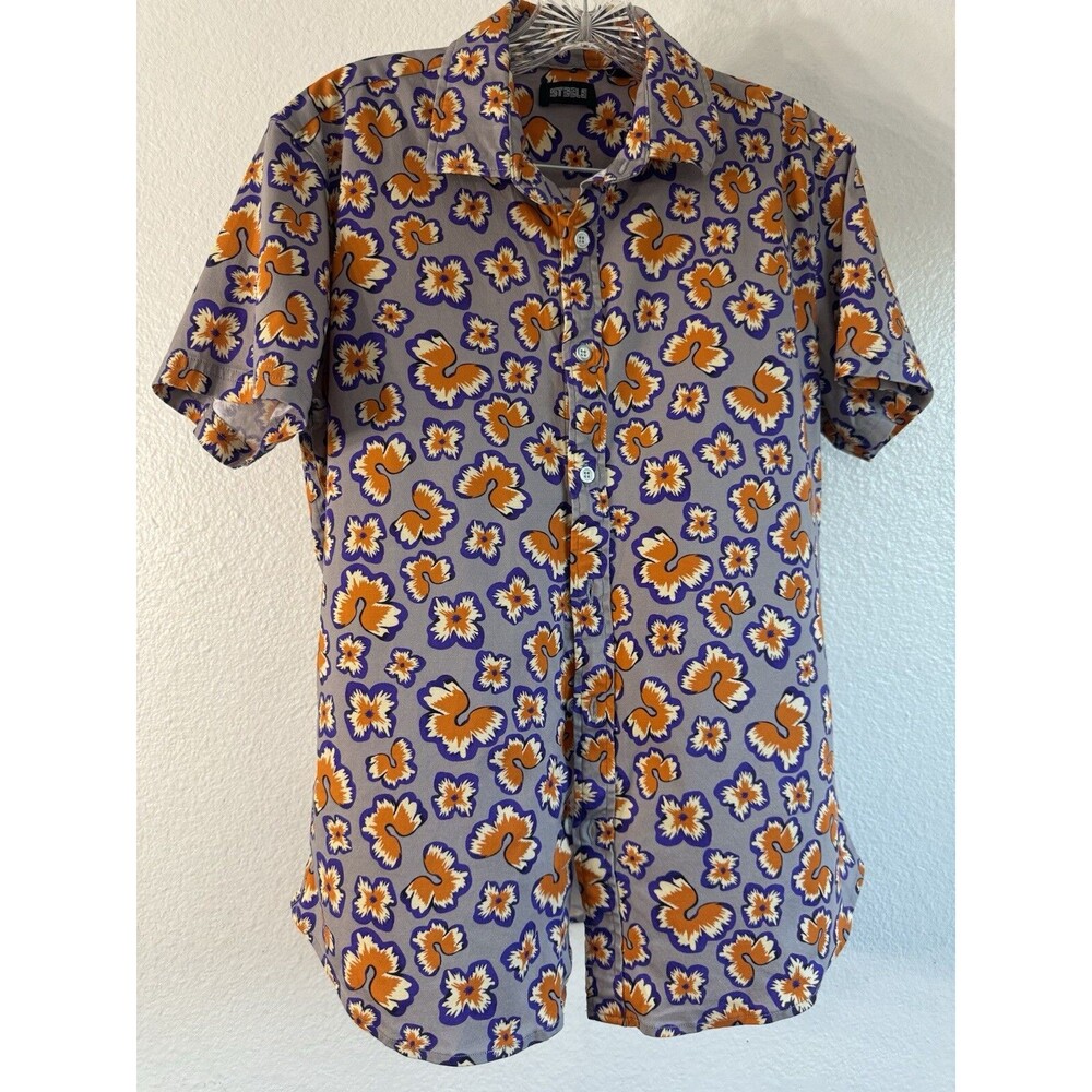 St33le Cotton Knit Jersey Short Sleeve Shirt Melon/Orchid Medium
